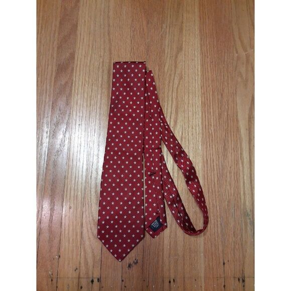 Land ends tie hand-sewn silk tie red white stars mens - Picture 1 of 4